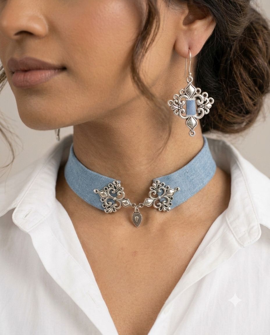 Denim neckband